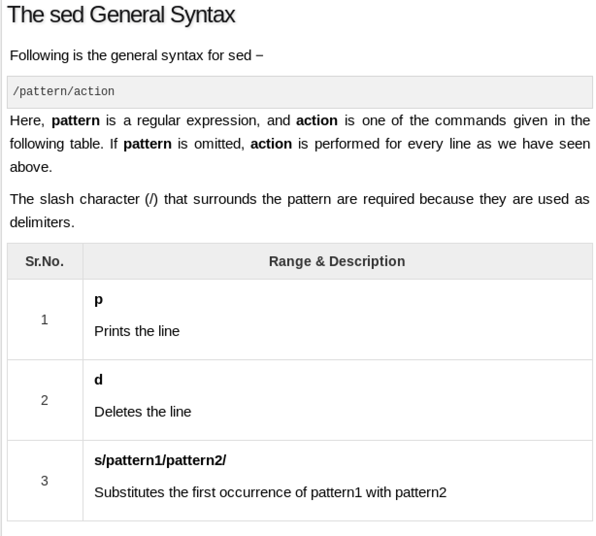 The sed General Syntax